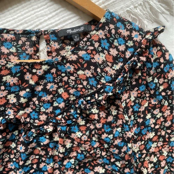 Madewell Floral Ruffle-Yoke Cotton Long Sleeve Blouse - Picture 13 of 14